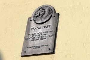 Relief of Franz Liszt in Mozes en Aaronkerk in Waterlooplein, Amsterdam.